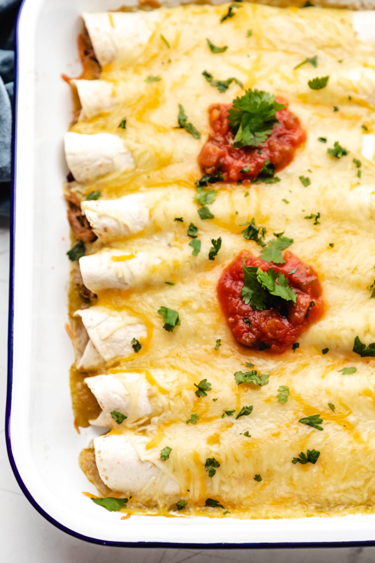 Enchiladas filled with Mexican shredded beef. 