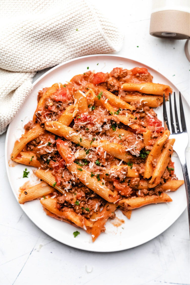 Instant Pot Ground Beef Pasta Eating in an Instant