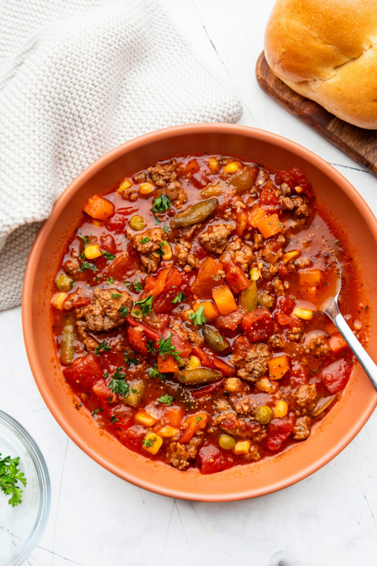 Instant Pot Ground Beef Vegetable Soup - Eating in an Instant